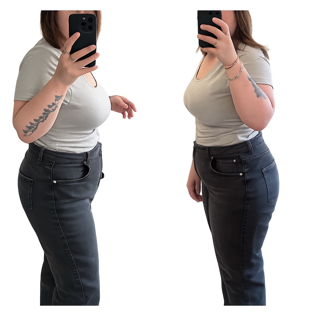 Rachel side profile before and after photos